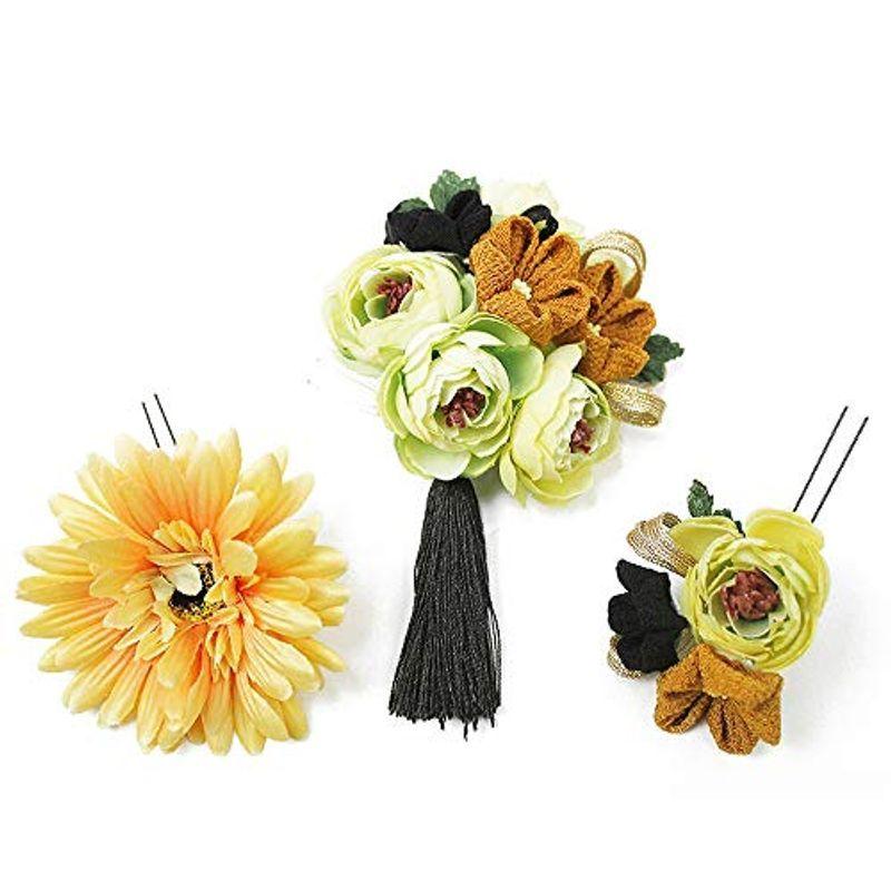 数量は多 ヘアスタイル 髪型 かんざ ヘアアクセ からし色 黄色 白 袴 振袖