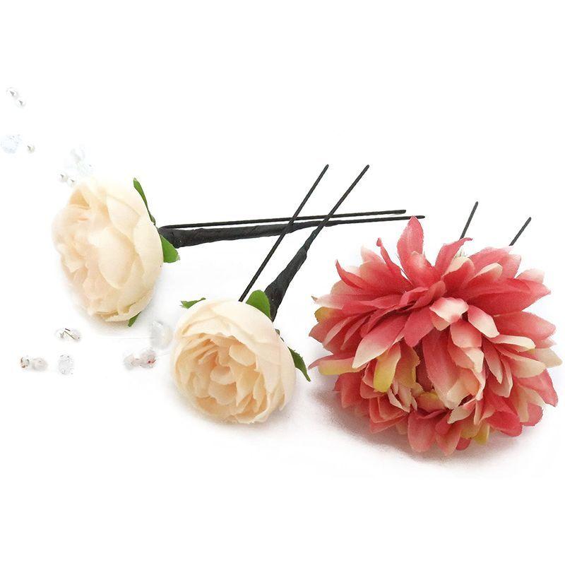 高い素材 髪飾り 大人 紗千花 Sachika 手作りのアートフラワー髪飾り 4点セット ホワイト バラにパール Spf538 Legacyworldwide Com