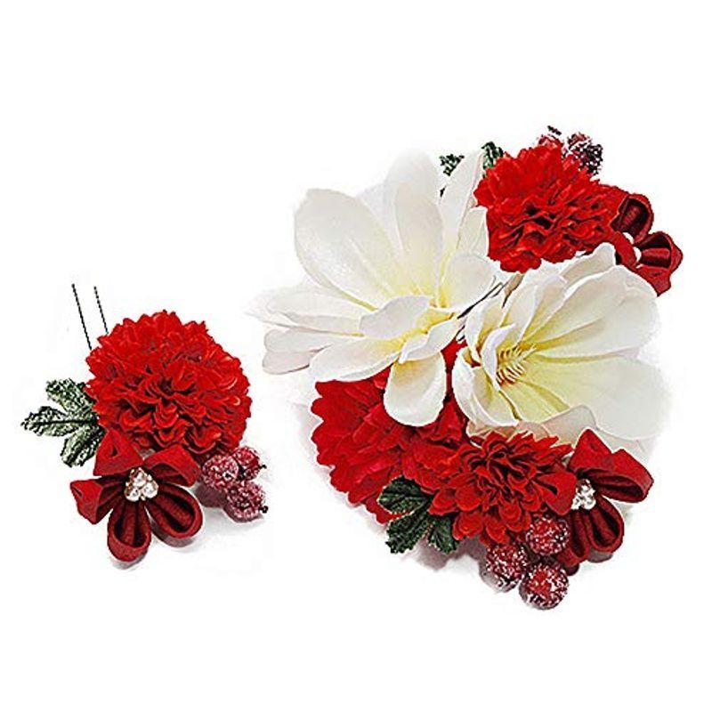 円高還元 成人式 髪飾り 花 No 9 4804 ドライフラワー ヘアアレンジ ヘアスタイル ハーベスト髪型 白 赤 豪華2点セット 和装 袴 振袖 かんざし 髪飾り Moonbreaking Com