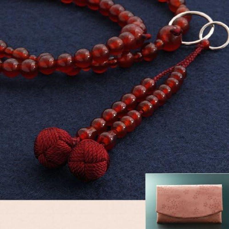 京仏壇はやし 数珠 浄土宗 瑪瑙 (めのう) (女性用) 正式 本式 数珠袋