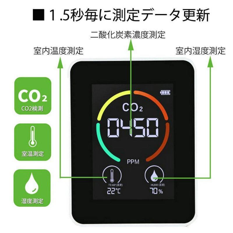 co2センサー コロナ対策 二酸化炭素濃度計 濃度測定器 CO2モニター 換気 充電式 空気質検知器 高精度 測定器 USB 検測機 温 湿度表示 おすすめ 領収書｜matsu888｜06