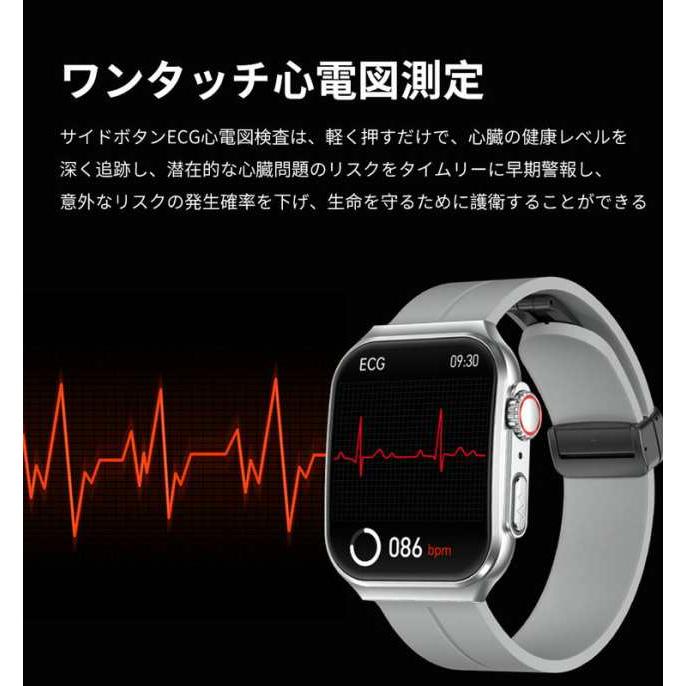 スマートウォッチ 日本製センサー 心電図機能 体温 高精度心拍数 心電図ECG PPG 血圧 呼吸率 親友ケア 血中酸素 防水 LINE プレゼント 人気 敬老の日 父の日｜matsu888｜08