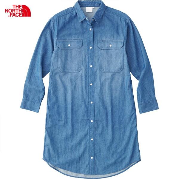 特価 ノースフェイス ロングスリーブダンガリーシャツワンピース
