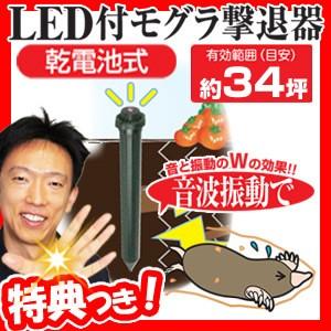 LED付モグラ撃退器 乾電池式 DS-152 有効範囲約34坪 音波振動 モグラ退治器 もぐら撃退器 もぐら除去 モグラ退治 もぐら対策 捕獲器 アニマルトラップ｜matsucame