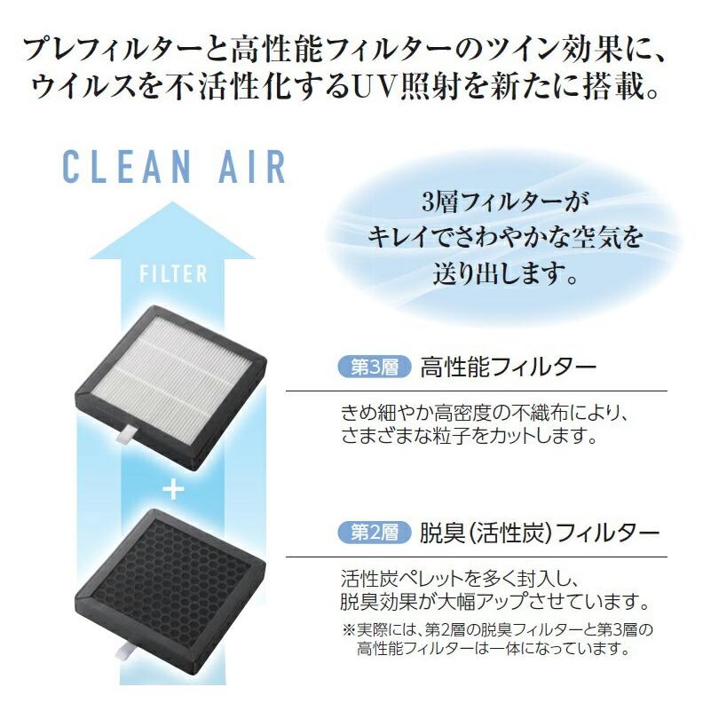 クレスター 空気清浄機 ＆ UV照射 スリムタワーファン COOL-X-001 3層