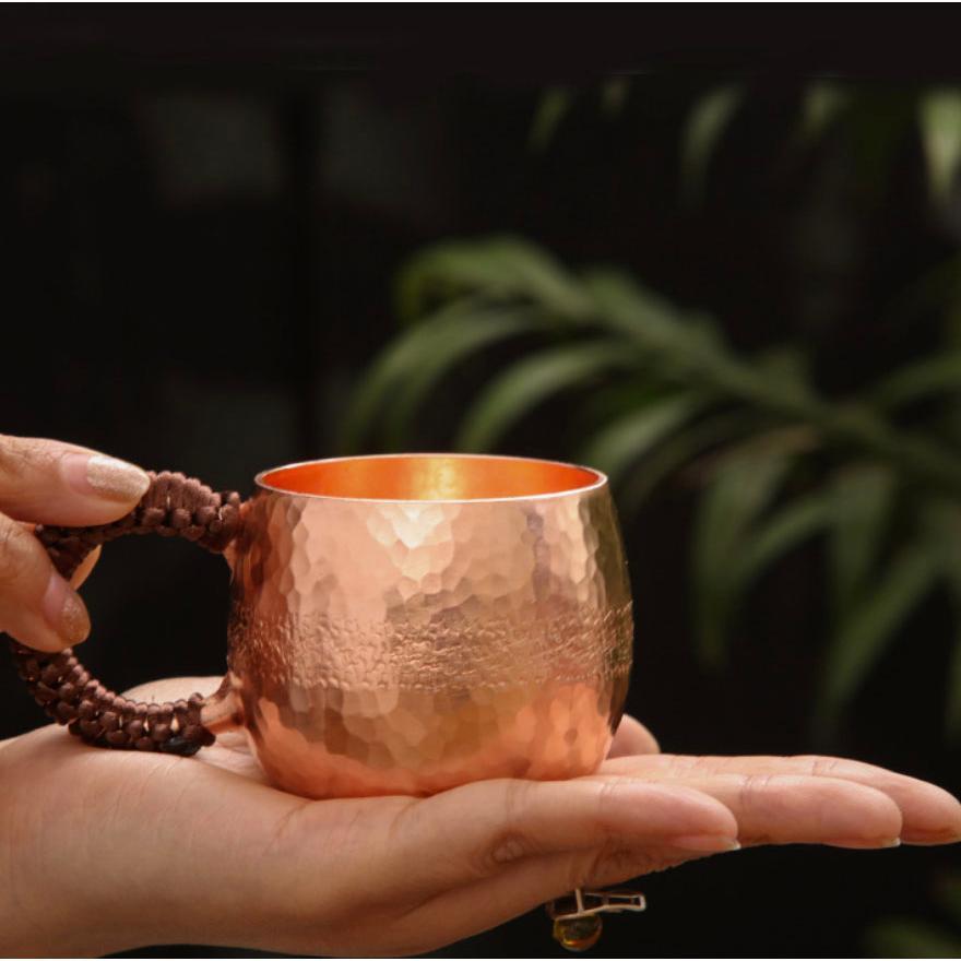 純粋な銅のマグカップ 厚い銅のティーカップ耐熱性 200ML 銅食器アクセサリー 飲料 ビール 水 アイスコーヒー 飲み物 純銅茶碗純粋な銅のマグカップ｜matsuda-yonyon-store｜03