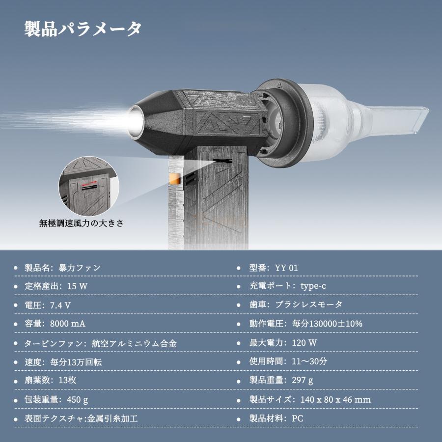 ブロワー コードレス 充電式ブロアー 3つの形態変換 小型 便利 軽量 ブロワー 送風 車 集塵機 送風機 集塵 洗車 コードレス 電動 7.4V 落ち葉集め 吹き飛ばし｜matsuda-yonyon-store｜07