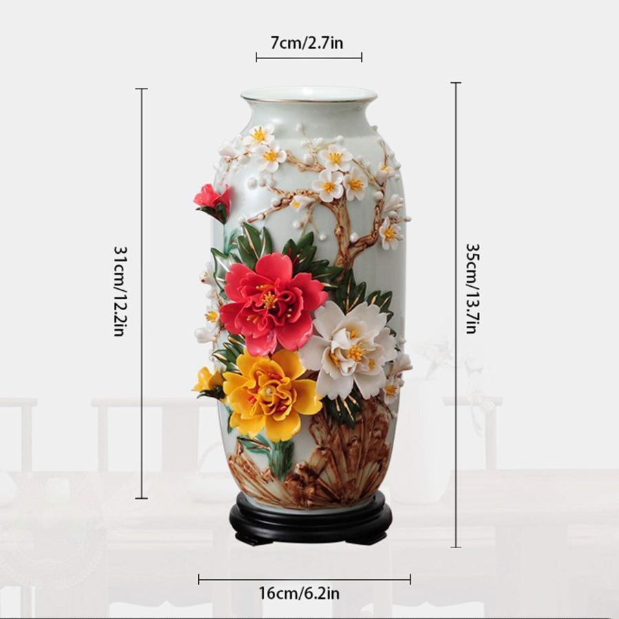 花のための花瓶 景徳鎮の花瓶 立体的な花のセラミック手工芸品の花瓶 家の装飾 リビングルームのテレビキャビネット ワインキャビネットの装飾 花瓶 花瓶と装飾｜matsuda-yonyon-store｜02