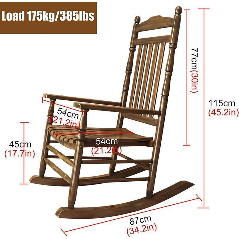 ロッキングチェア 木製のロッキングチェア 屋外/屋内/ポーチ用、 ヘビーデューティー 大きなロッキングゼロ重力チェア 大人/シニア向け、 居｜matsudastore｜06