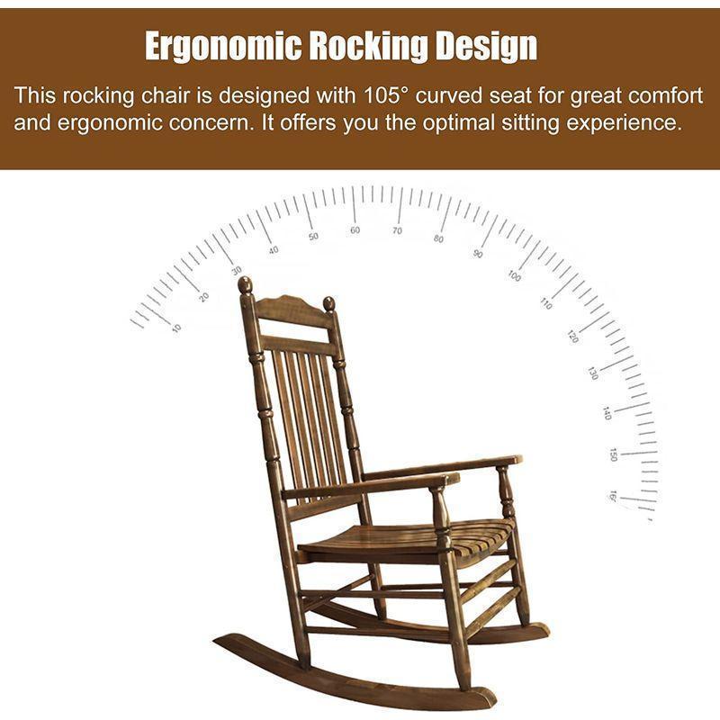 ロッキングチェア 木製のロッキングチェア 屋外/屋内/ポーチ用、 ヘビーデューティー 大きなロッキングゼロ重力チェア 大人/シニア向け、 居｜matsudastore｜07