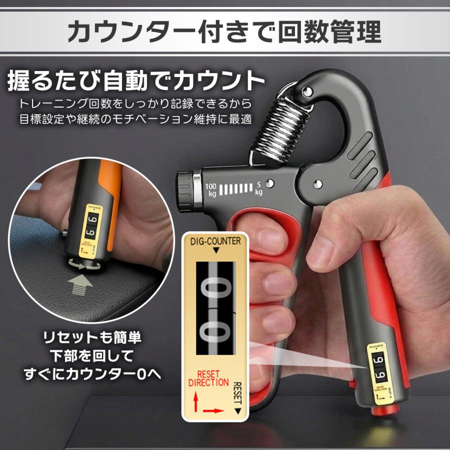 2個セット×10ハンドグリップ ハンドグリッパー　握力 カウンター付 ハンドグリップ ハンドグリッパー メタルグリッパー 握力 器具