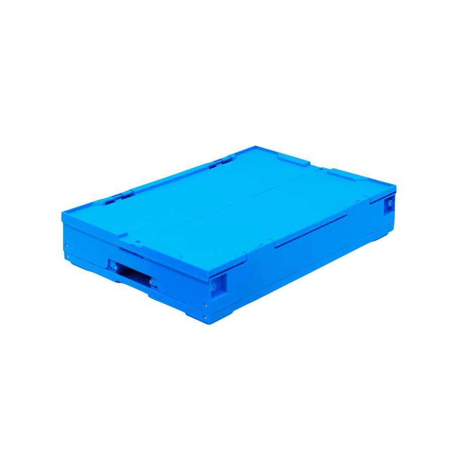 松本産業 折りたたみコンテナ フタ付き 50L 1面扉付き ブルー / クリア