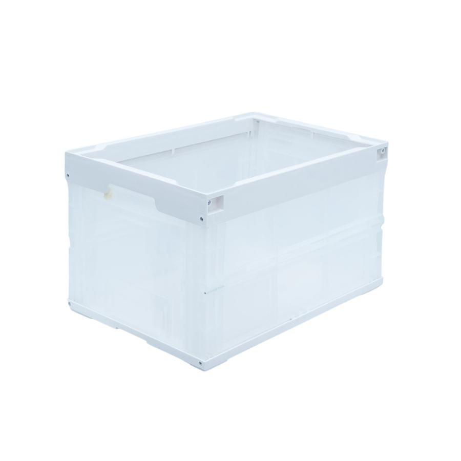 松本産業 折りたたみコンテナ 50L 2面扉付き ホワイト / クリア