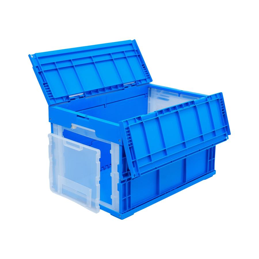 松本産業 耐過重折りたたみコンテナ 50L　2面扉付き 窓付き6個セット 松本産業 耐過重折りたたみコンテナ 50L 2面扉付き 窓付き6個