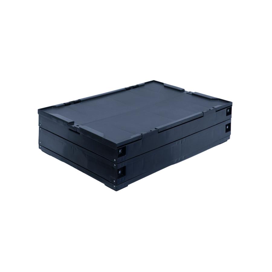 松本産業 折りたたみコンテナ 110L (ブラック)(F110BL) フタ付き コンテナ 業務用オリコン カードホルダー付き 松本産業 折りたたみコンテナ フタ付き 110L ブラック ( F110BL