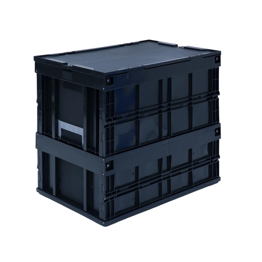 松本産業 折りたたみコンテナ フタ付き 130L ブラック ( F130BL