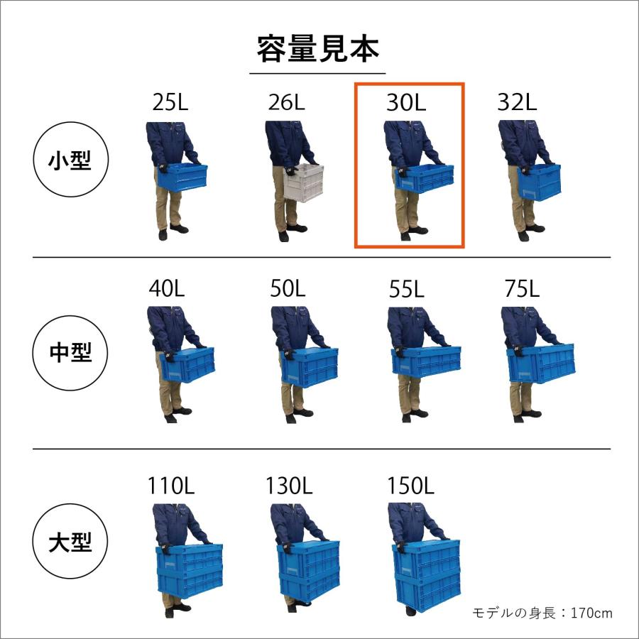 松本産業 折りたたみコンテナ フタ付き 30L ブラック / クリア ( F30BLC ) カードホルダー付き｜matsuindchoku｜09