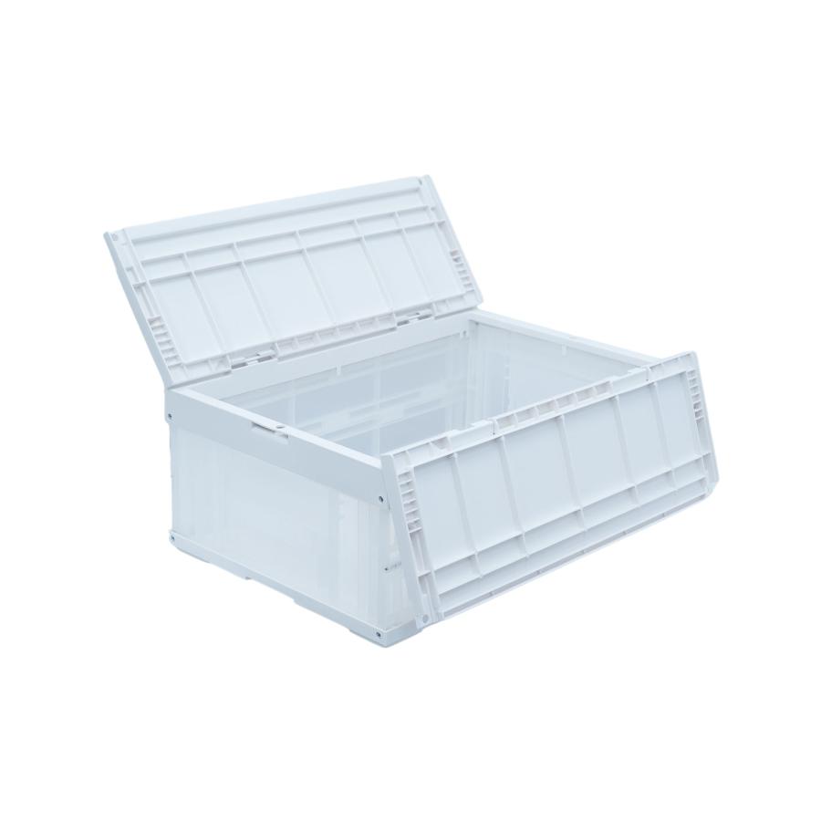 松本産業 折りたたみコンテナ フタ付き 30L ホワイト / クリア