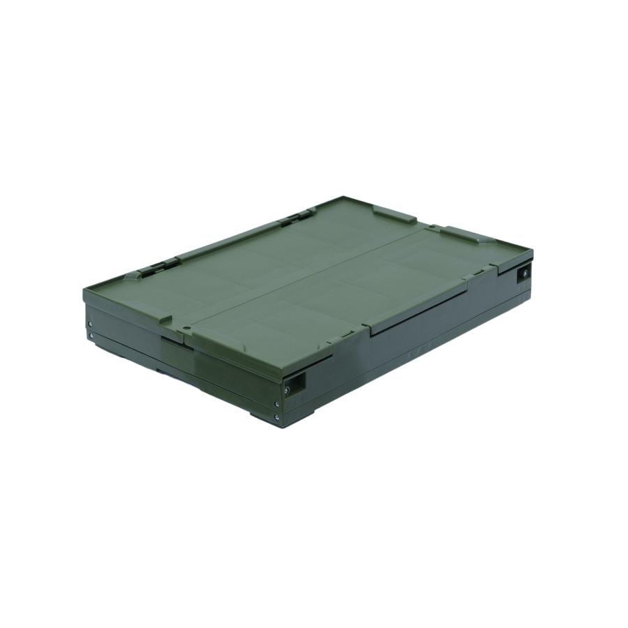 松本産業 折りたたみコンテナ フタ付き 40L カーキ / クリア ( F40GC