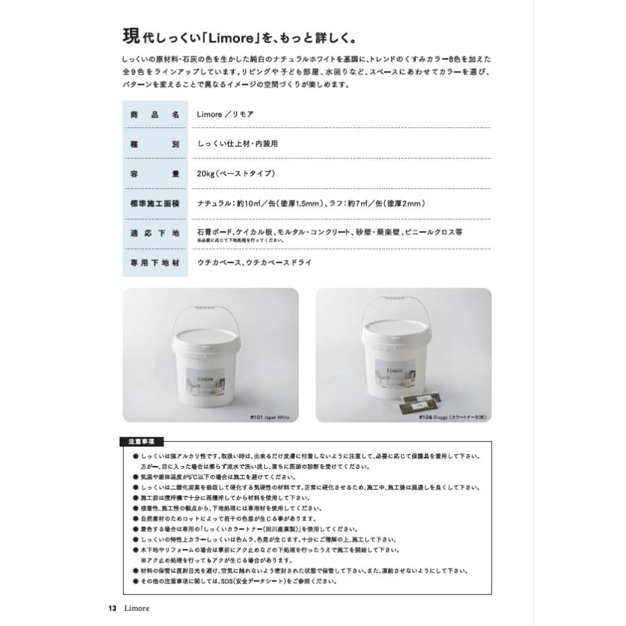 Limore #101 Japan White 1缶 20kg 現代しっくい カラーしっくい 漆喰 田川産業 - 7