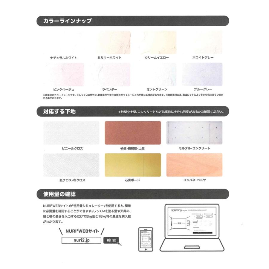 DIY NURI2 18kg箱 ブルーグレー 1箱 しっくい18kg+シーラー1L DIY用しっくい ペースト 漆喰 田川産業｜matsuisyouten｜12