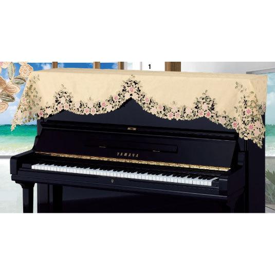 アルプス　アップライトピアノ用トップカバー　CL-120　ベージュ系　花柄コード刺繍　バラ地模様ジャガード織　ピアノカバー｜matsukawa-sekaidou