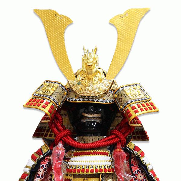 五月人形 子供着用鎧 赤白威 ５歳用 平安豊久 王雅 鎧飾り 単品 名前札 特典品付_3
