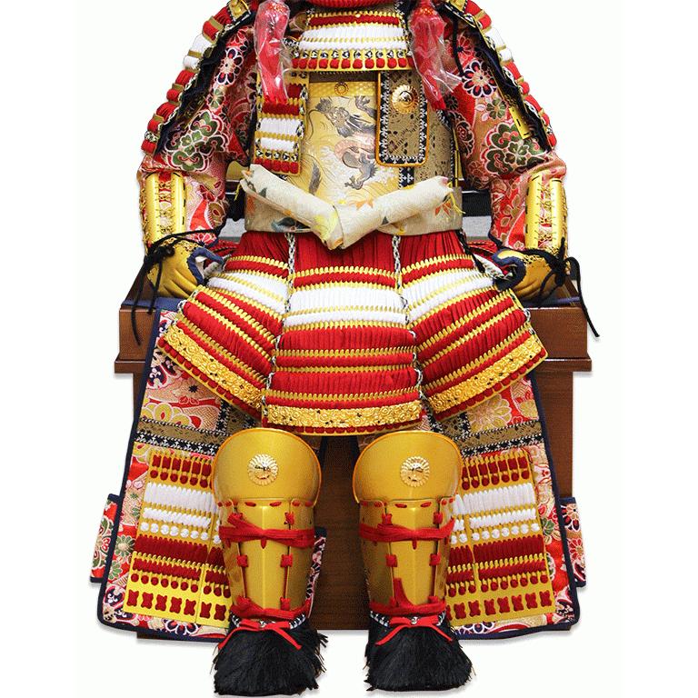 五月人形 子供着用鎧 赤白威 ５歳用 平安豊久 王雅 鎧飾り 単品 名前札 特典品付_7
