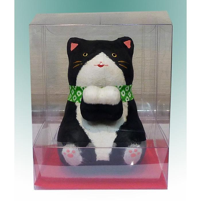ゆらゆらソーラー 福笑い猫 両手招き猫 黒猫 置物 縁起物 風水 6 639c 人形の松川 通販 Yahoo ショッピング