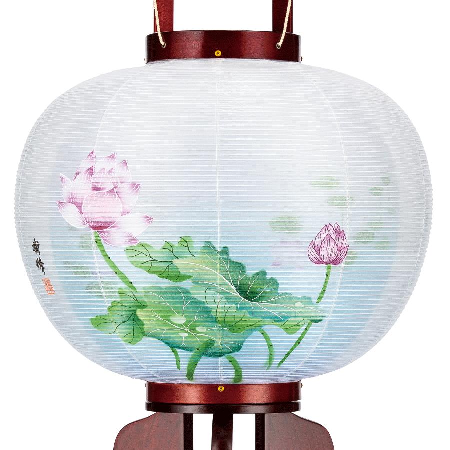 盆提灯 絹張 淡蓮華 二重 桜 大内行灯 10号 11号 12号 モダン 樹峰