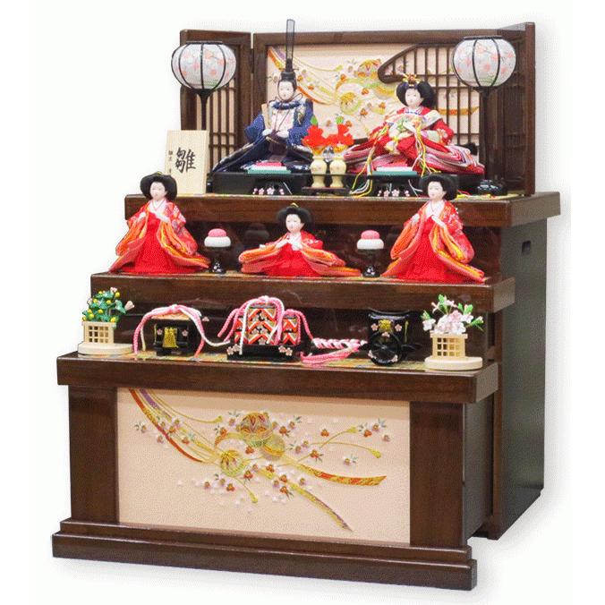 雛人形 収納 三段飾り コンパクト 美乃里 引出収納三段飾り 五人飾り おしゃれ ひな人形