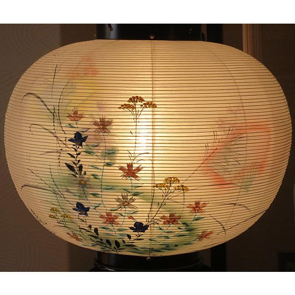 【美品】盆提灯　絹　桜　対 盆提灯 家紋入り 銘木桜 絹張 優美 対柄 二重 提灯セット 6畳