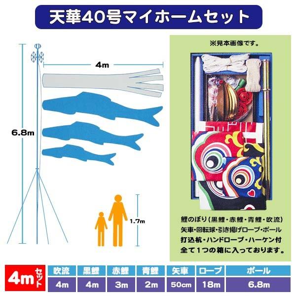 ワタナベ鯉のぼり 高級鯉のぼりセット 天華 40号マイホーム3色
