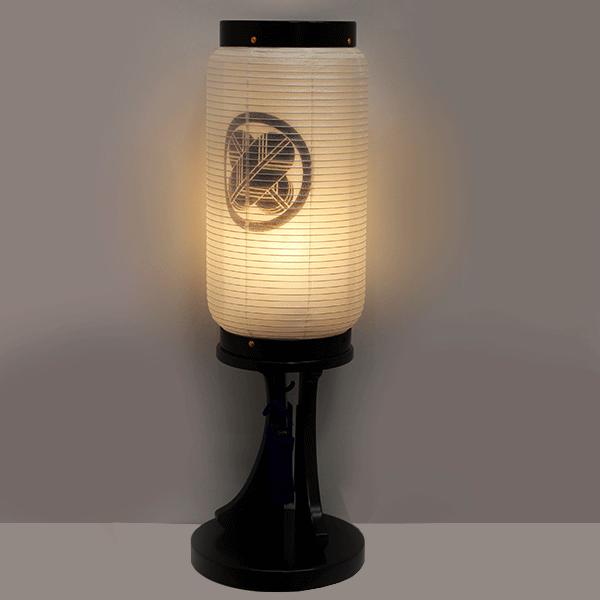 盆提灯 ミニ コードレス 家紋入り 絹張 玄関門提灯 長 LED乾電池灯 家