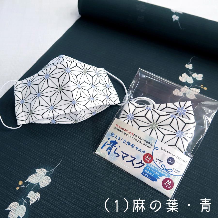 着物マスク 布マスク 立体縫製 Mサイズ 和柄 着物 浴衣 折り返し 柳型
