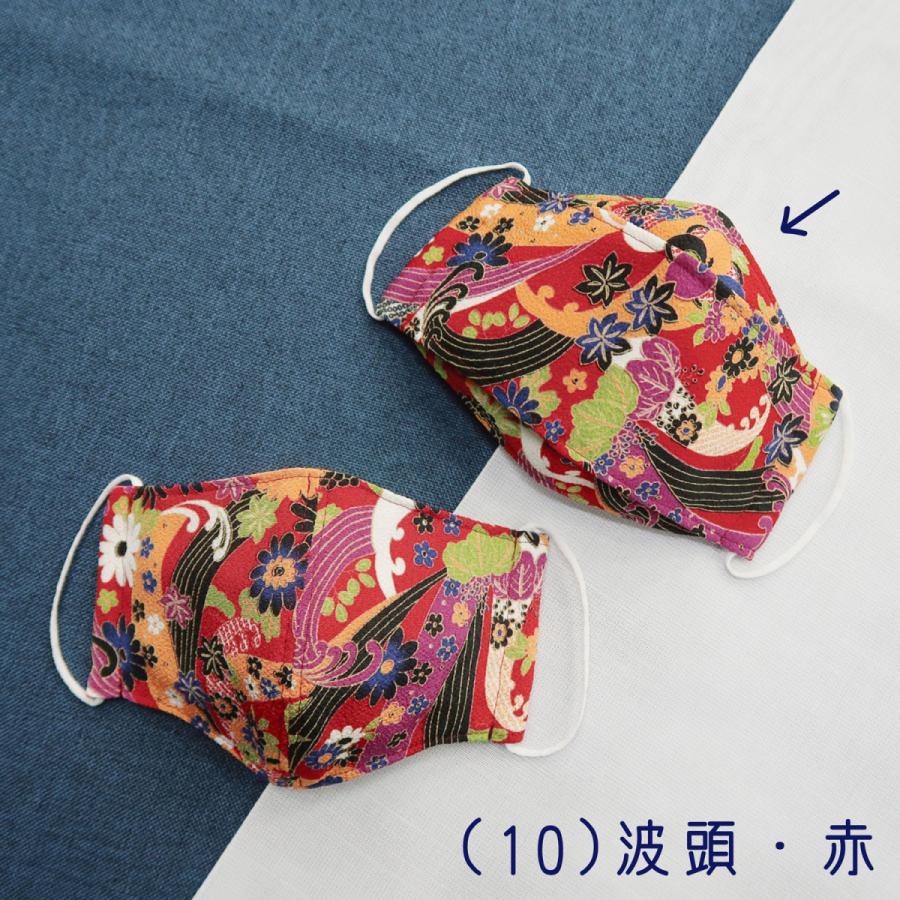 着物マスク 布マスク 立体縫製 Mサイズ 和柄 着物 浴衣 折り返し 柳型