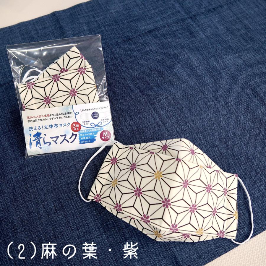着物マスク 布マスク 立体縫製 Mサイズ 和柄 着物 浴衣 折り返し 柳型