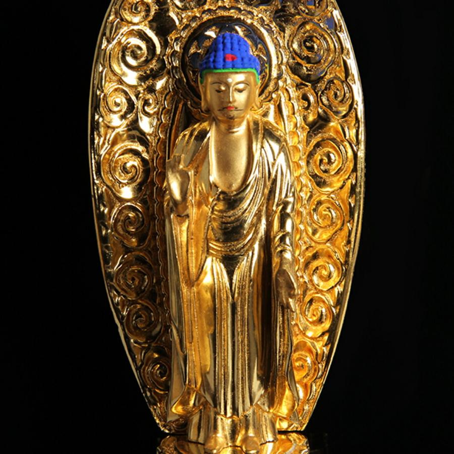 仏壇・仏具の窓口 仏像 浄土宗 中七肌粉 3.0寸 高さ21.8cm×巾7.4cm×奥行5.0cmの画像