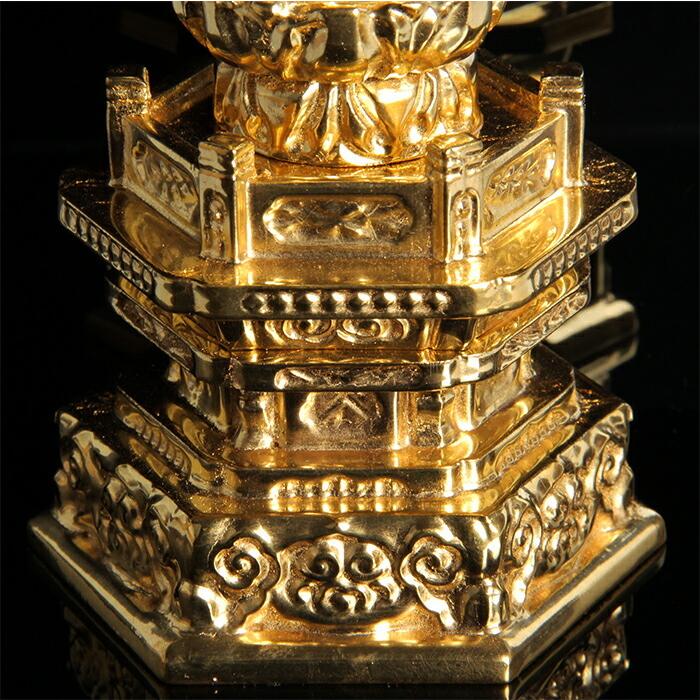 仏壇・仏具の窓口 仏像 浄土宗 中七肌粉 3.0寸 高さ21.8cm×巾7.4cm×奥行5.0cmの画像