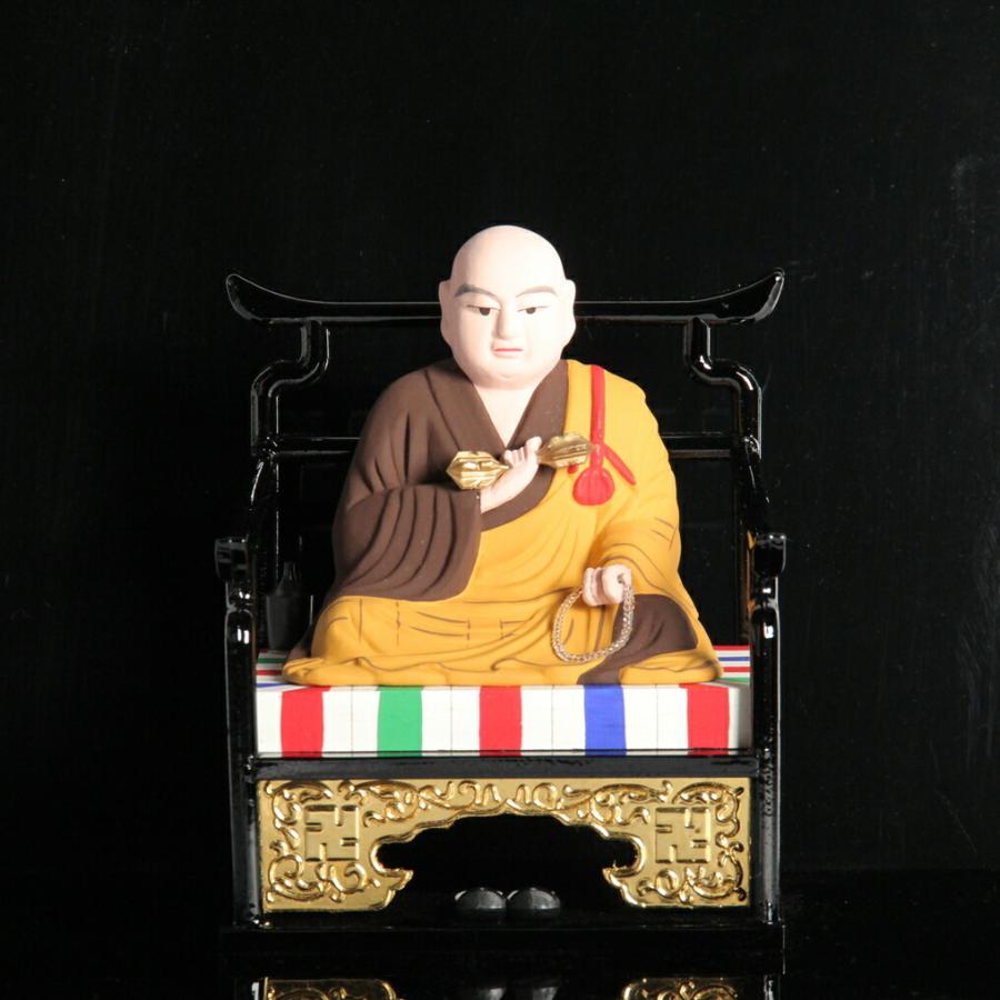 弘法大師　M１４６２ 彩色 弘法大師 2.0寸 高さ12.2cm×巾10.2cm×奥行7.9cm : 仏壇・仏具の