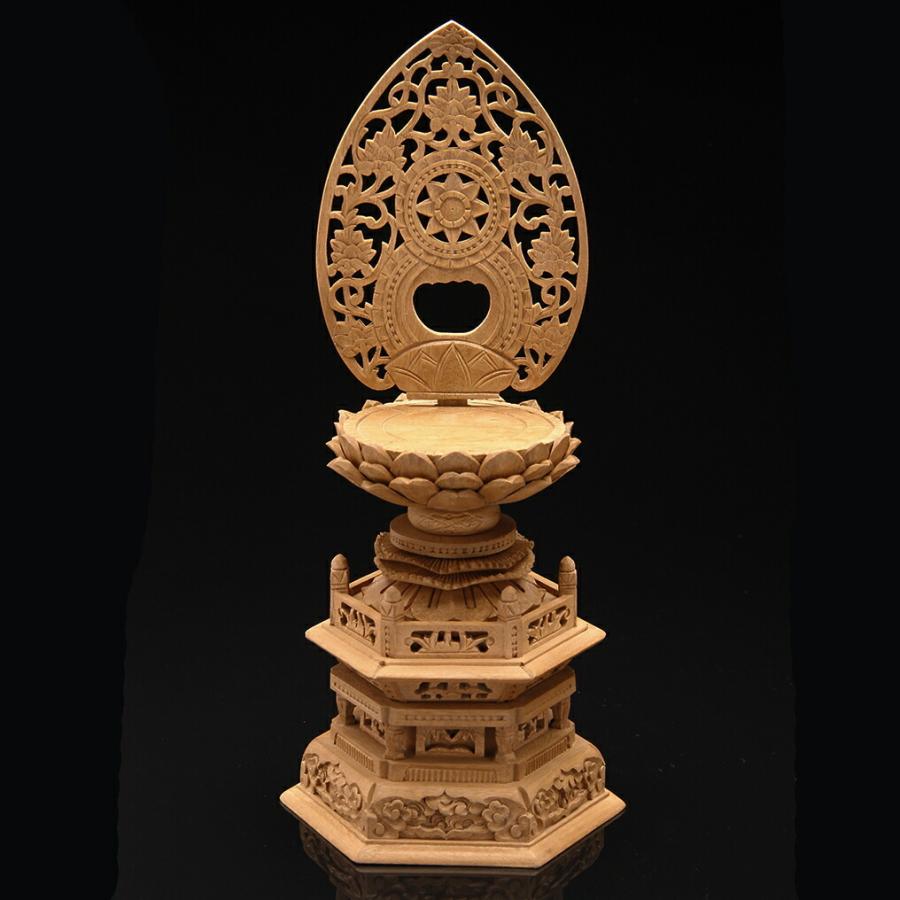 楠木六角台座(座釈迦) 金泥書 3.5寸 高さ41.0cm×巾18.5cm×奥行14.0cm_1