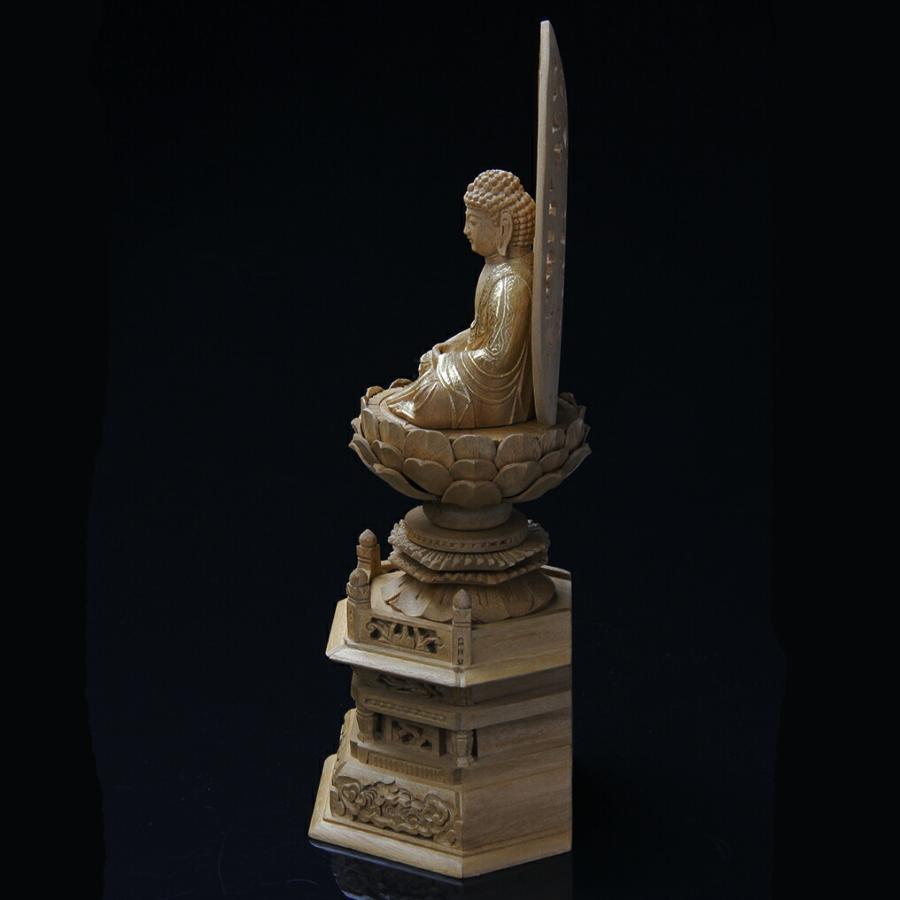 楠木六角台座(座弥陀) 金泥書 3.5寸 高さ41.0cm×巾18.5cm×奥行14.0cm_1