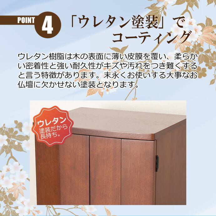 仏具セット付 モダン仏壇 上置型 16号 YA100290 楽々セットC ディープ色 高さ48cm×幅40cm×奥行33cm さくら模様入_16