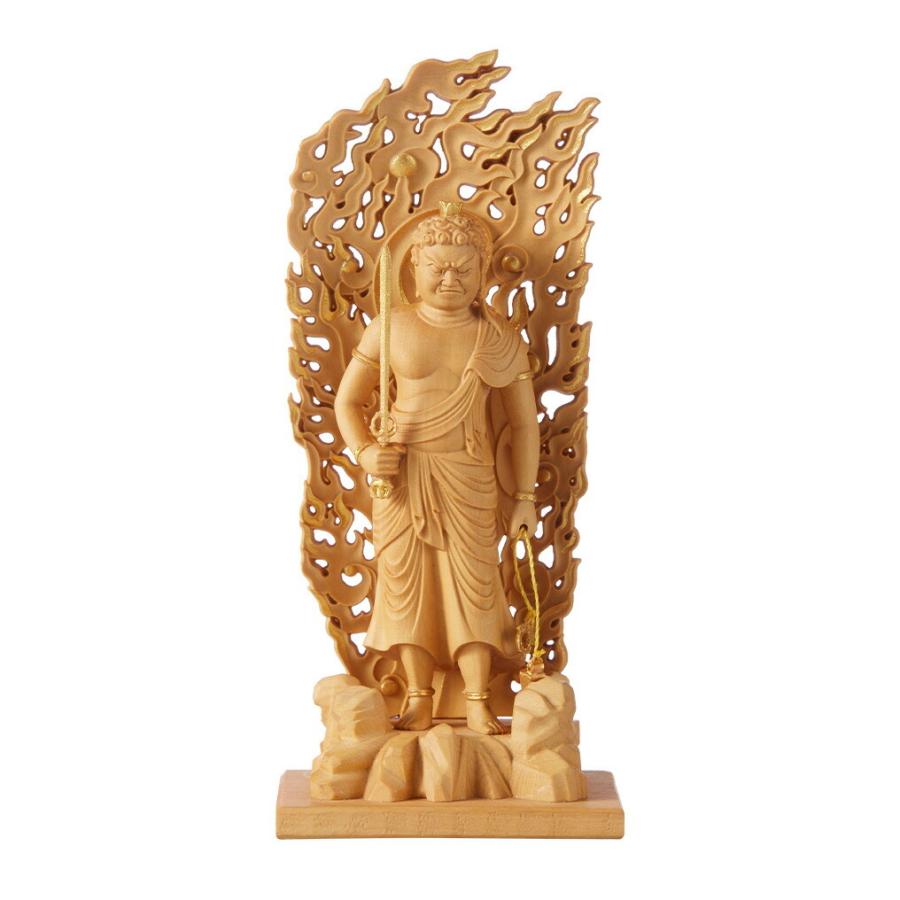 RIYAK 不動明王 BASIC 高11.5×幅5×奥3.5cm 柘植 仏像 : 仏壇