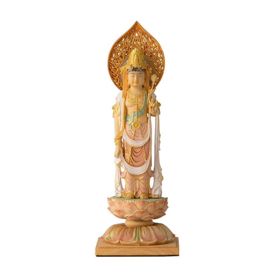RIYAK　彩色聖観音 BASIC 高13.3×幅4.9×奥4.9cm 柘植 仏像