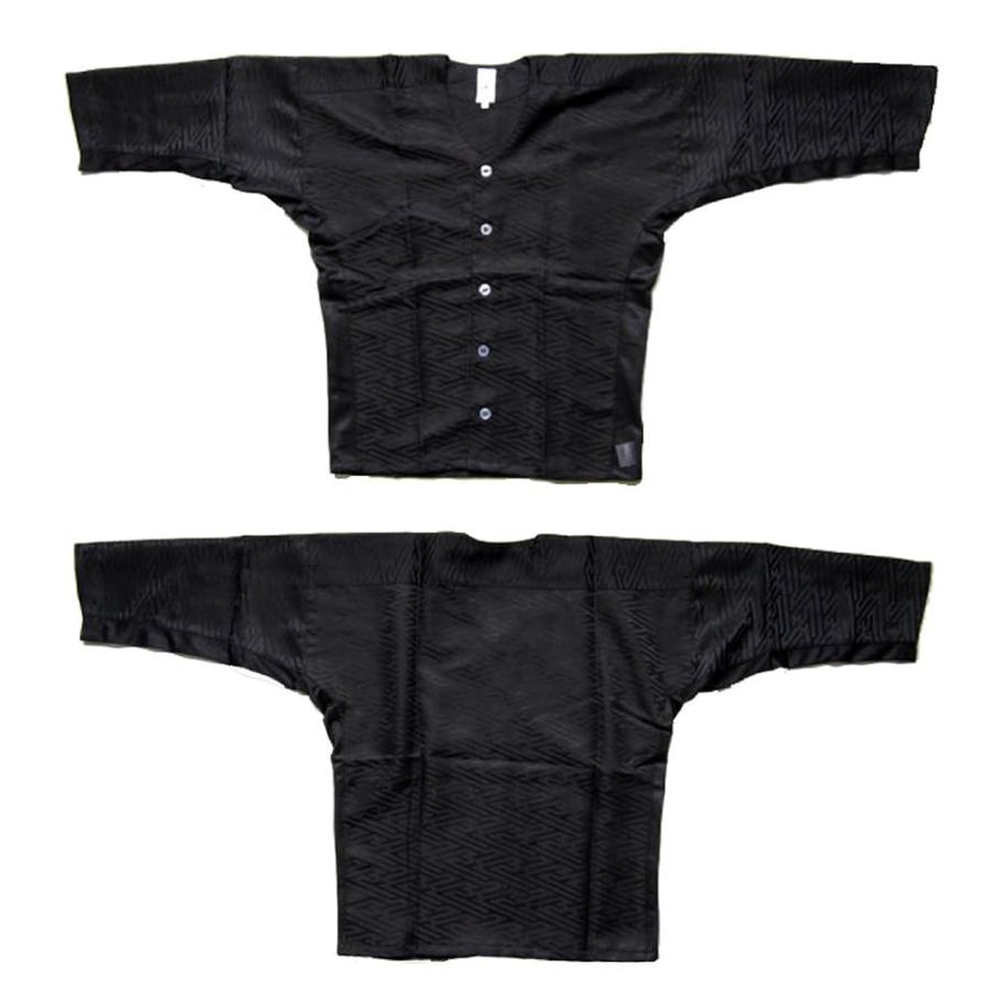 鯉口シャツ [fu-koi-botan] サヤ柄 ボタン 黒 白 紺 S〜3L