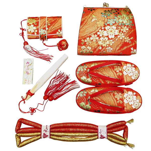 七五三　3歳　女の子　箱セコセット(小寸)【赤×桜】｜matsuriya-sonami