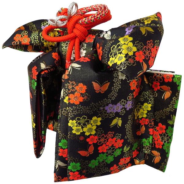 七五三 七歳用 結び帯 大寸 箱せこ　ペアセット 黒　【新品】 七五三 7歳 女の子 結び帯(大寸)と箱セコペアセット【黒×蝶】 : 祭屋