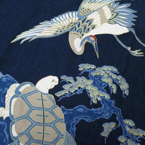 鶴亀（藍調むら染め・藍紺）義若 大人鯉口シャツ : 祭屋 そなみ呉服店