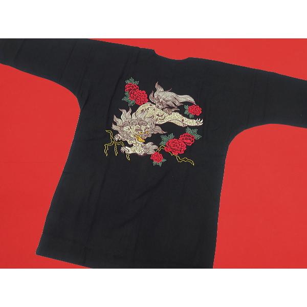 東京いろは・刺繍・唐獅子牡丹（黒）小サイズ（S）〜特大サイズ（LL